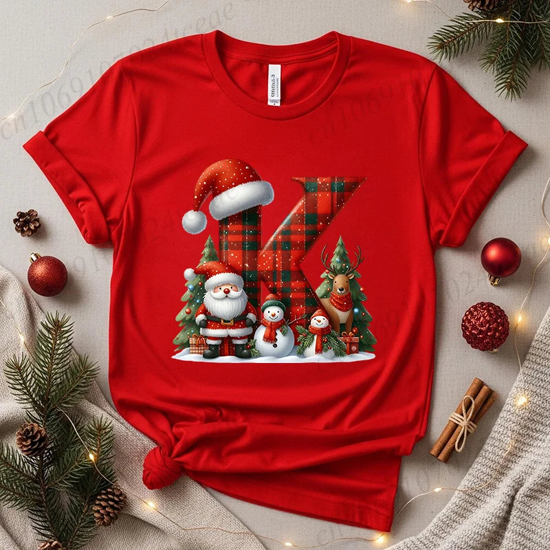 Festive Alphabet Holiday Casual Tee