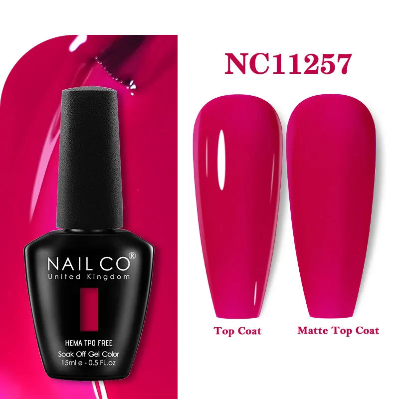 NAILCO 333 Colors Gel Nail Polish Semi Permanent Varnishes Nails Art Design Hybrid Soak Off Top Base Coat UV Gel Manicure 15ml