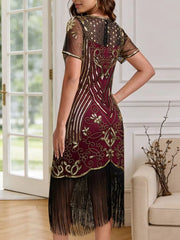 Women's Flapper Dresses 1920s for Women Great Gatsby Sequin Fringed Roaring 20s Cocktail Dress
