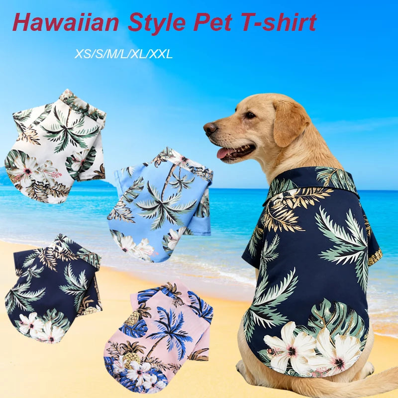 Hawaiian Beach Print Dog Shirt