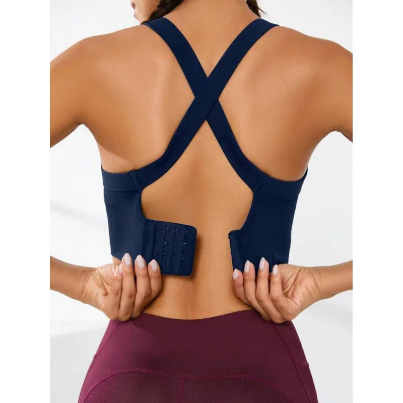 Sports and Beautiful Back Bra Set, Cross-Back Sports Bra, No Chest Pad, Adjustable Size, and Can Be Worn Inside Normally
