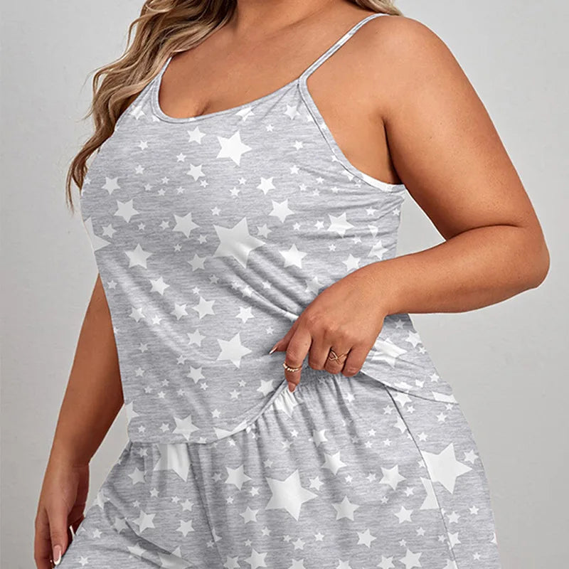 Star Print Crop Pajama Set