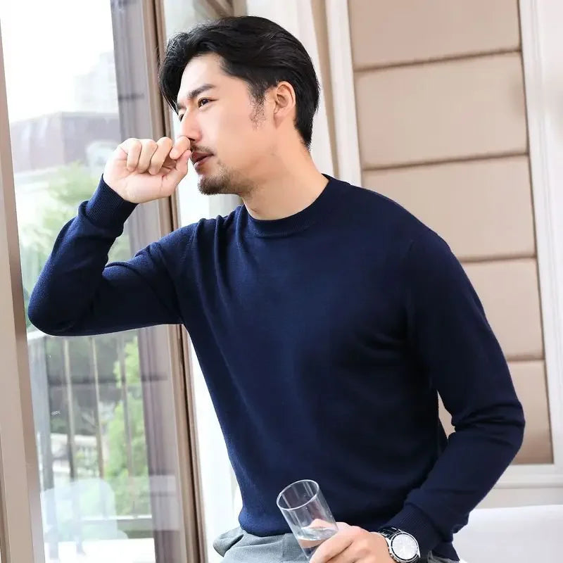 Thick Solid V-Neck Pullover