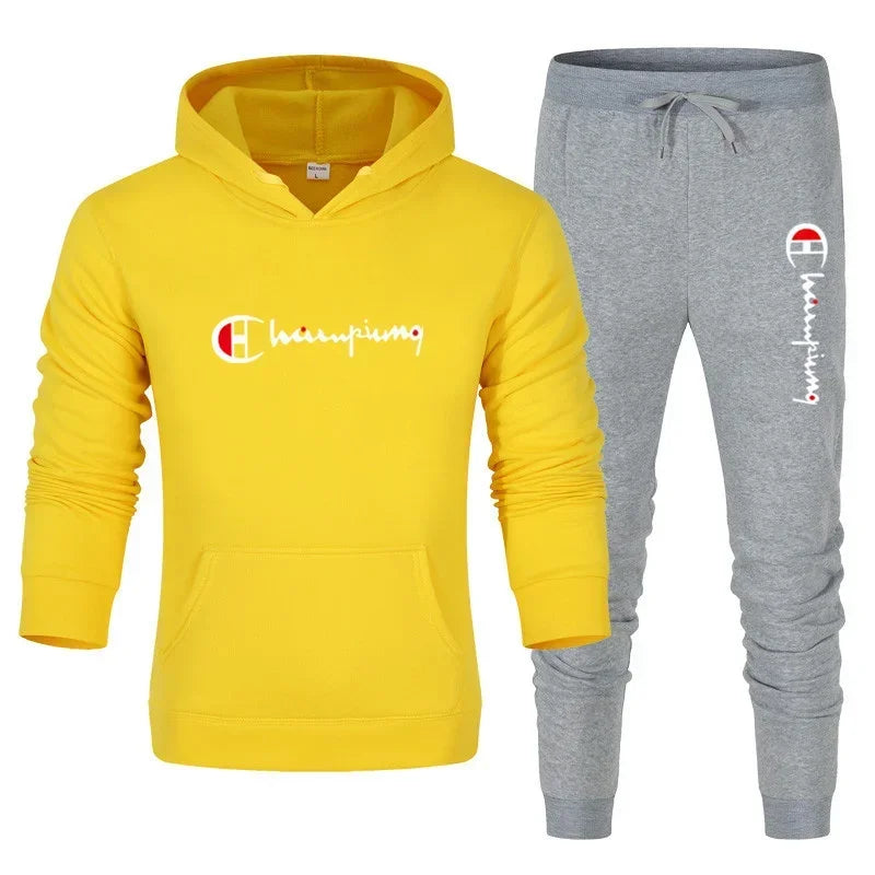 Men's 2 Piece Tracksuit Hooded Sweatshirt Sweatpants Casual Jogger Sportswear Streetwear Sets Male Sports Suits Outfit Clothing