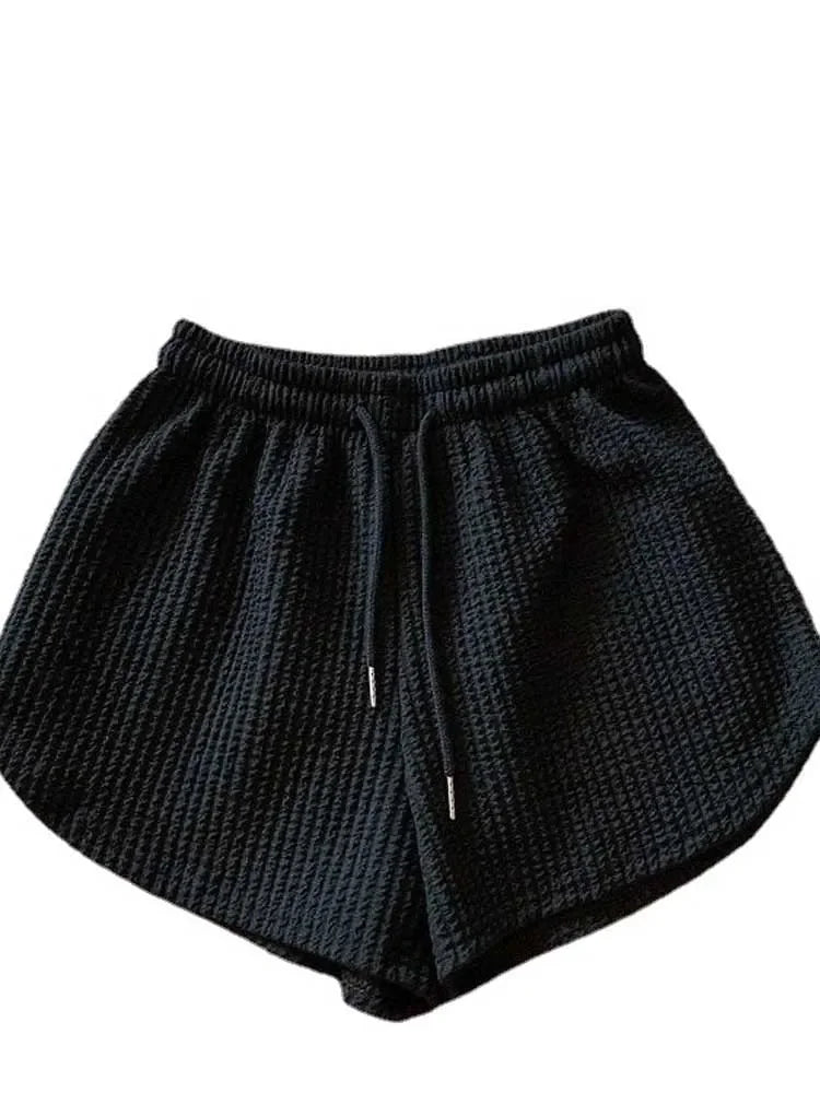 High Waist Drawstring Sweat Shorts