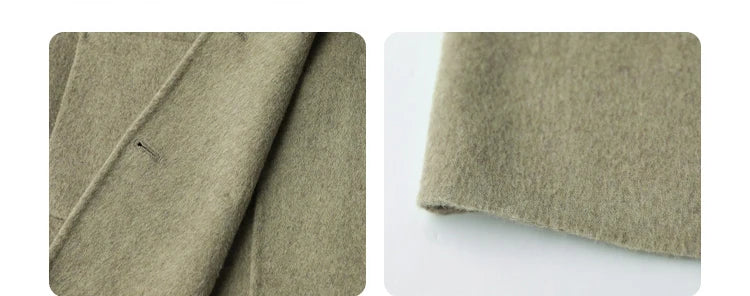 CHIC VEN Women's Woolen Coats Loose Casual Double Breasted Retro Double-sided Jacket Office Lady Outerwear Autumn Winter 2026