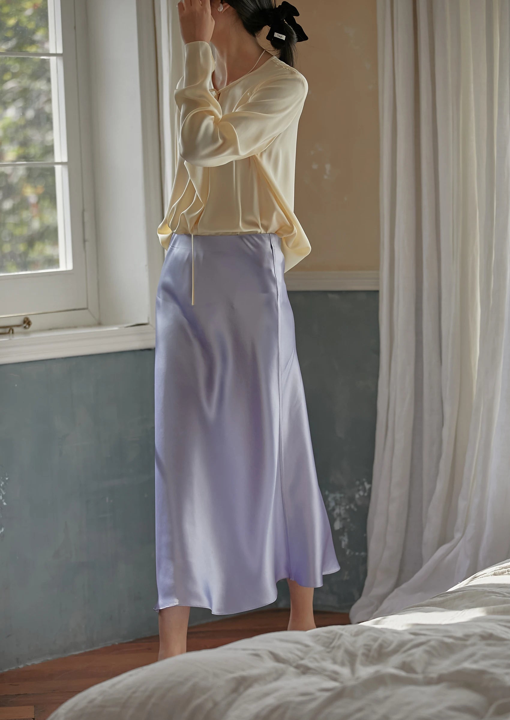 Elegant Satin A-Line Summer Skirt