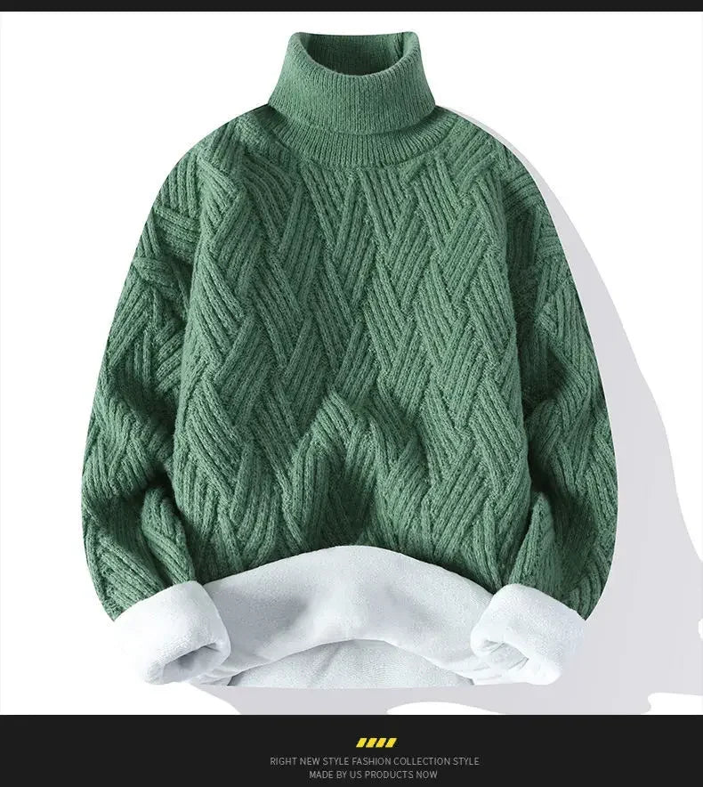 New Winter Men Fleece Warm Turtlenecks Sweaters Man Loose Casual Knitted Pullovers High Quality Male Pullovers Thicker Clothing
