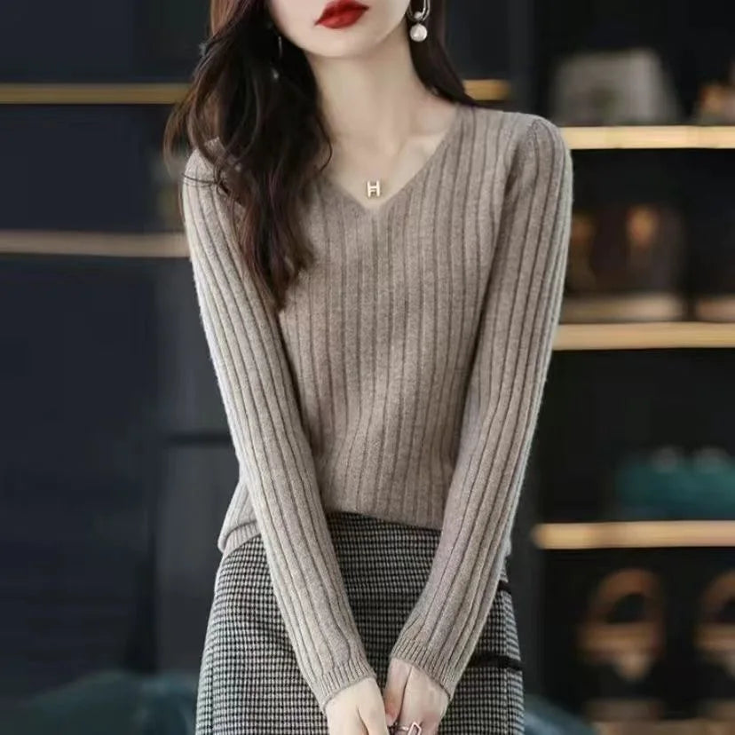 V Neck Office Knit Sweater