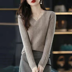 V Neck Office Knit Sweater