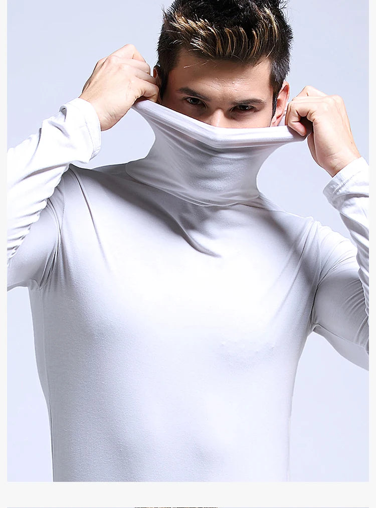 Autumn Winter Mens Turtleneck Sweaters Casual Thermal Long Sleeve Slim Fit Pullovers Stretch Basic Tops Sweatshirt Jumper TShirt