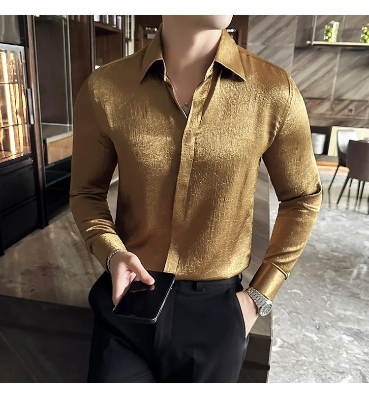 Glossy Slim Fit Men’s Dress Shirt