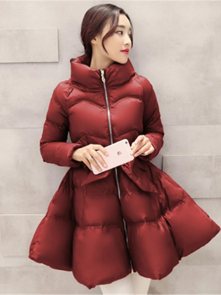 2023 New Fashion Winter Coats Women Warm Outerwea Cotton Padded Jackets Womens Clothing Belt Zipper Parkas Femme A-word Jacket