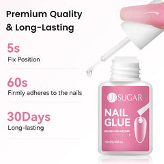 UR SUGAR 10ML Nail Glue No Need Lamp False Nail Tips Gel Cured Clear Color Nails Tools Super Strong Acrylic Tips Rhinestone Bond