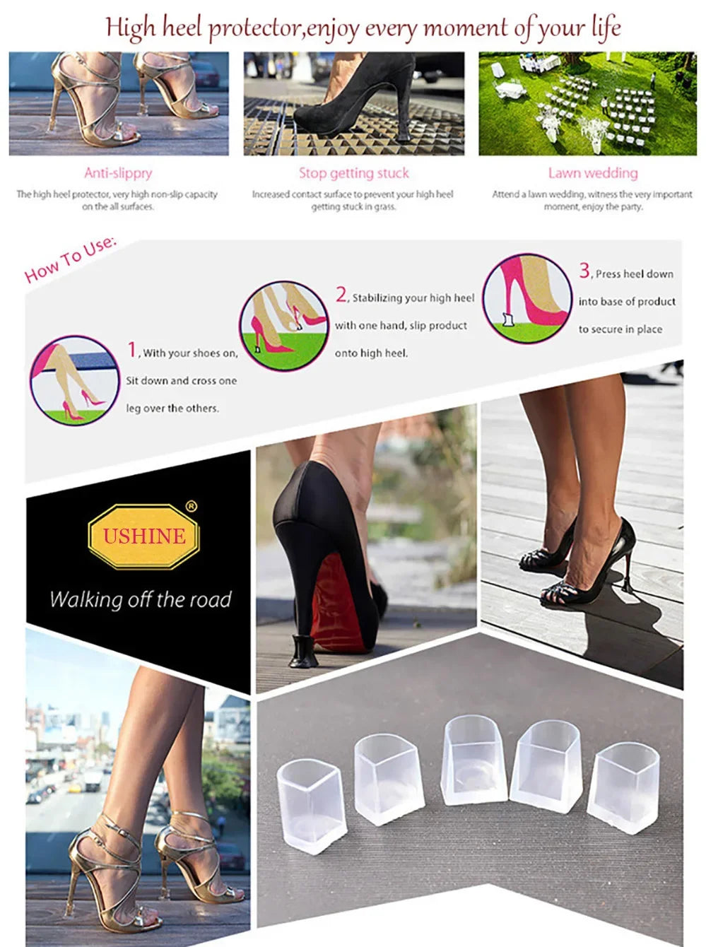 High Heels Includes Non-slip Latino Dance Heels Includes Shoe Cleaning Kit Cap Heels Silicone Cleats