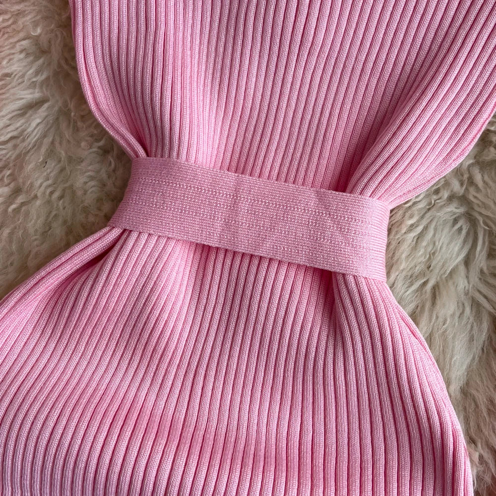 Elegant Rib Knit Pencil Dress