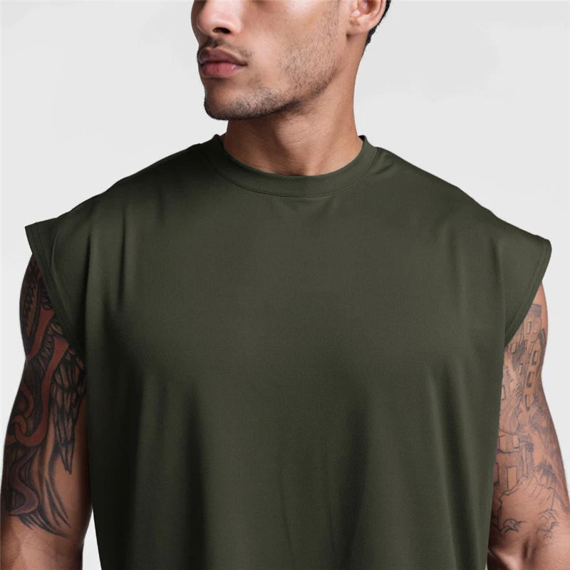 Gym Bodybuilding Tank Tops Mens Fitness Training Sleeveless Shirt Workout Muscle Vests Mesh Breathable Quick Dry Loose Singlets