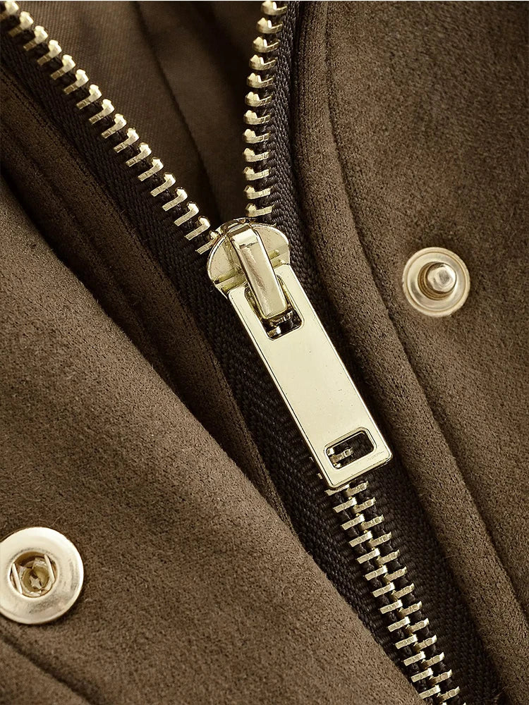 Elegant Hooded Double Breasted Jacket