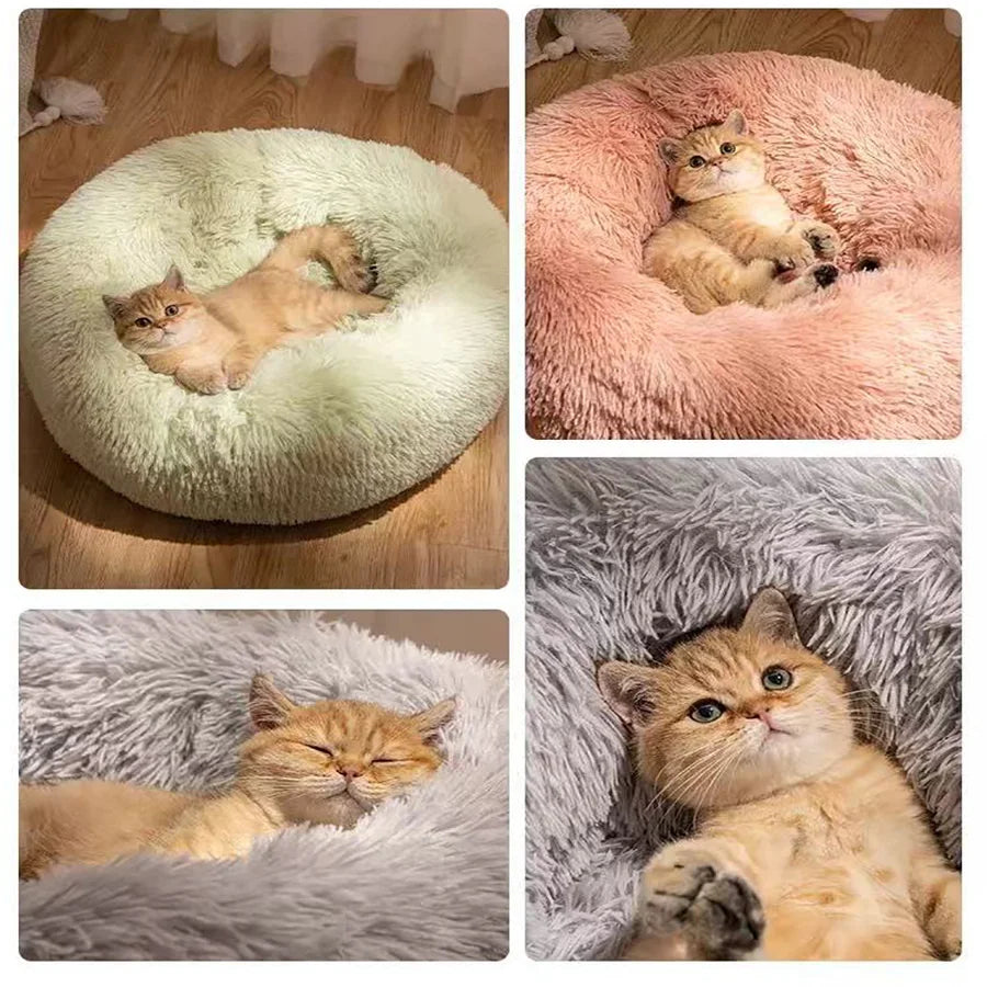 Faux Fur Donut Calming Cat Bed