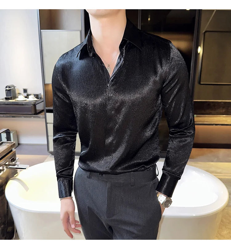 Glossy Slim Fit Men’s Dress Shirt
