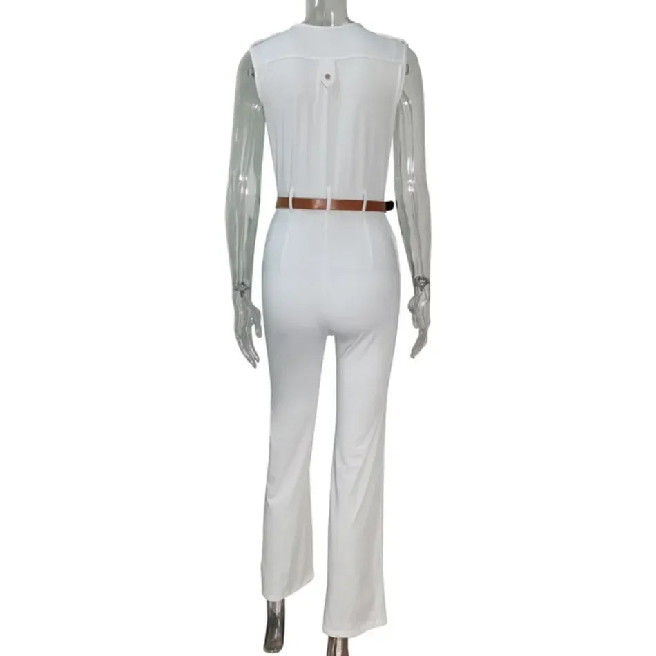 Elegant Deep V Wrap Jumpsuit