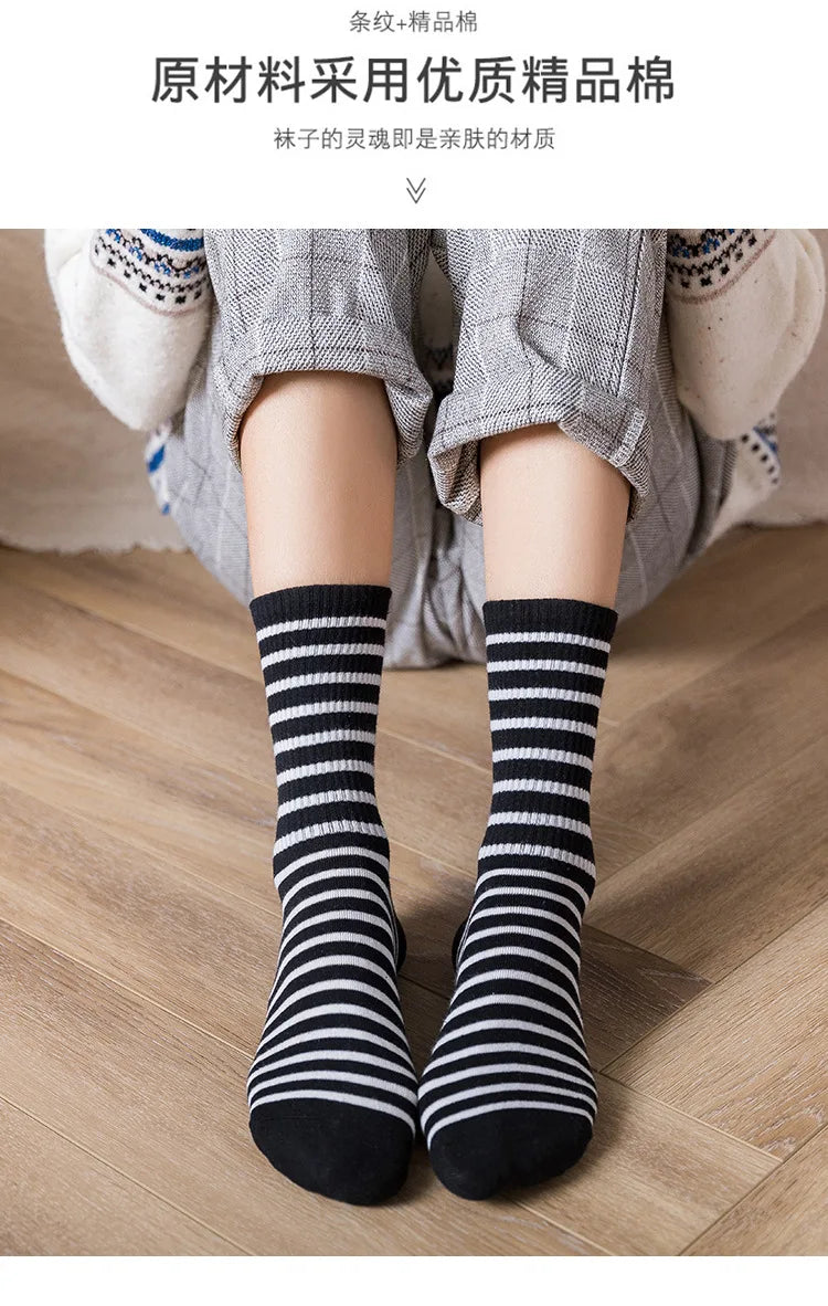 Colorful Grid Stripe Crew Socks
