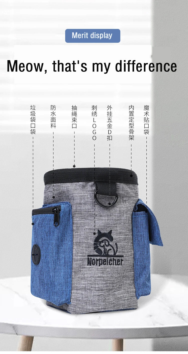 Dog Outdoor Training Bag Dog Fanny Pack Therapy Bag Multi-Functional Pet Bag Pet Treats Bag Train Snack Reward Waist Bag Pet Bag