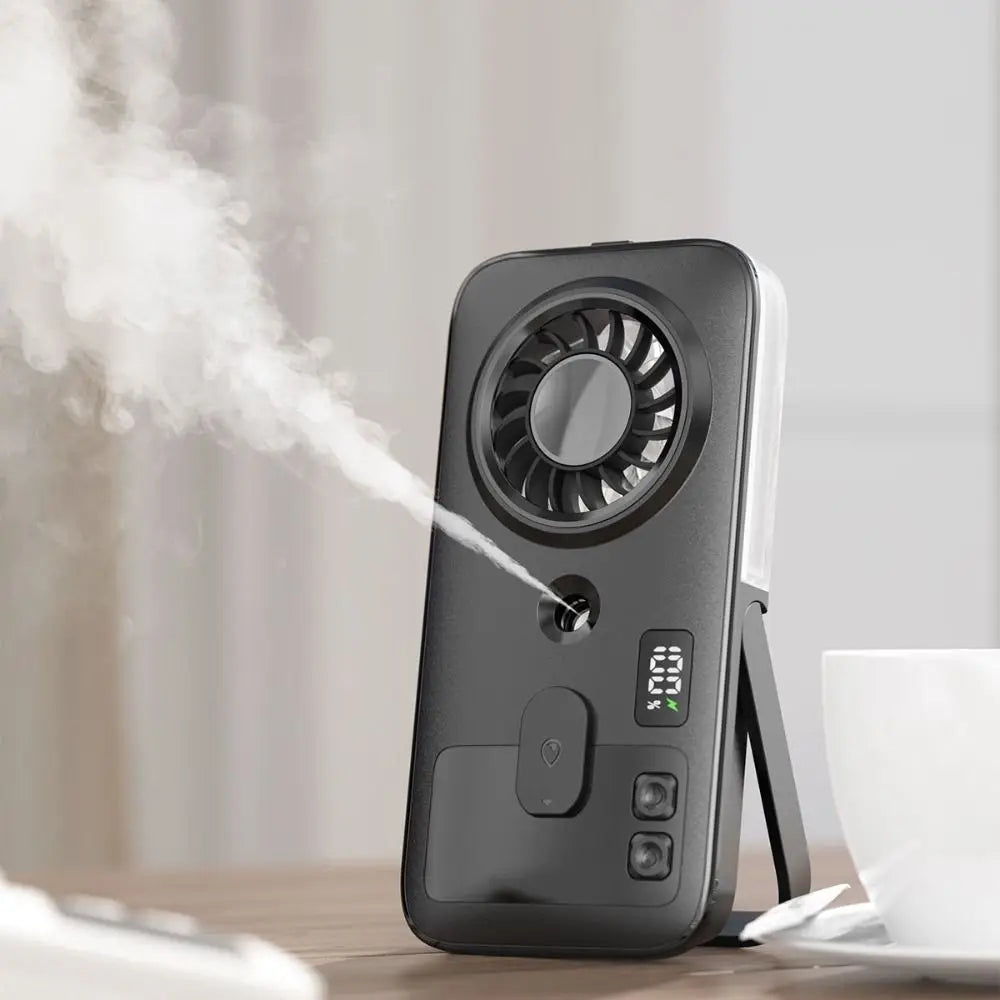 Mini Size Handheld Mist Fan USB Powered Compact Design Portable Mist Fan Moisturizing Function Mist Sprayer USB Rechargeable Fan