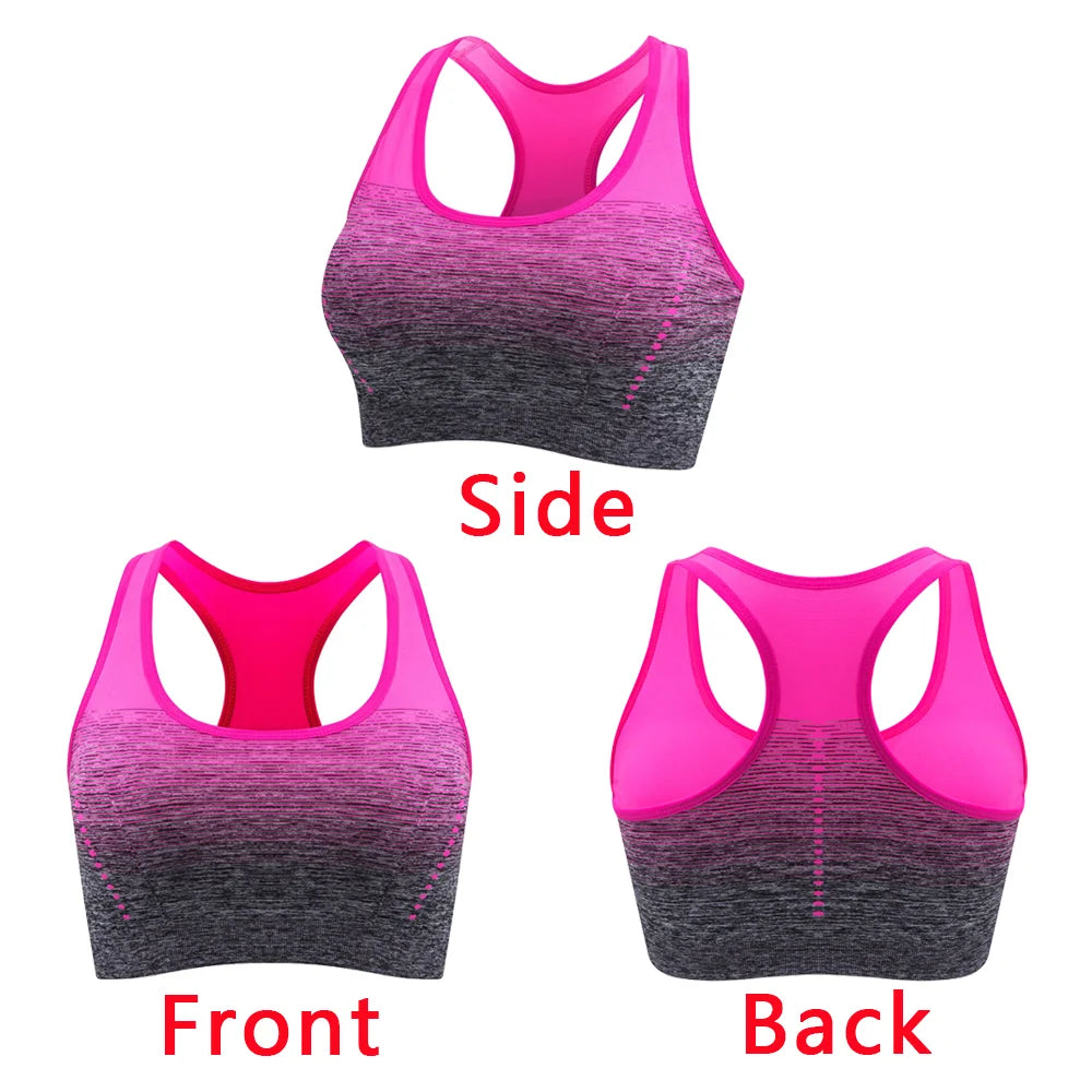 Sports Bra High Stretch Breathable Tops Fitness Women Padded for Running Yoga Gym Crop Bra Gradient Sports Bra for Workout Tops