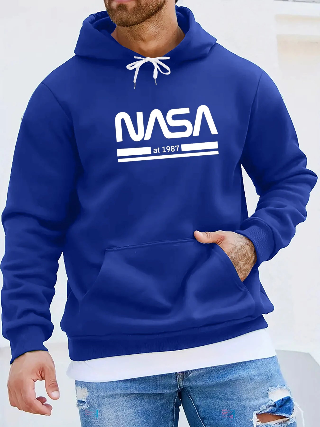NASA Text Loose Casual Hoodie