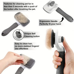 Self-Cleaning One-Click Grooming Brush