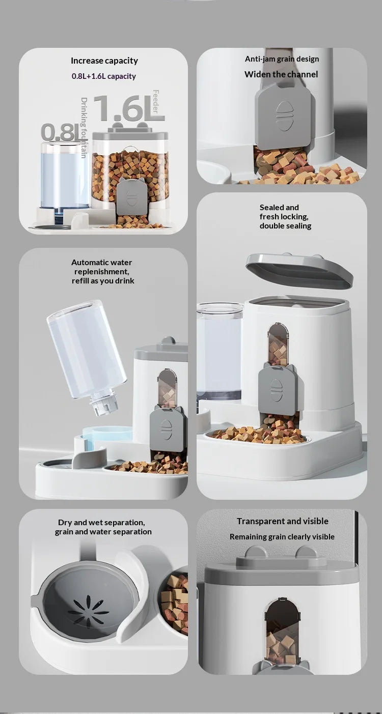 Automatic Pet Feeder and Water Dispenser All in One Large Capacity Gravity Dog Cat Bowl Smart Food Water Bowl for Pets