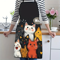 Vibrant Cartoon Cat Kitchen Apron