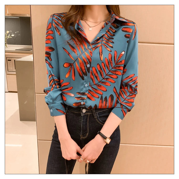 Fashion ladies shirts New elegant Women Blouses Long Sleeve Button-Down Tops blusa mujer