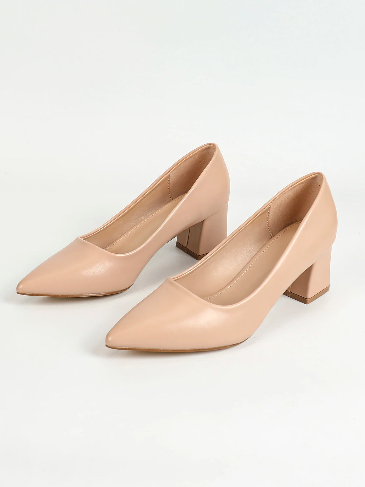 Women Chunky Heel Pointed Toe Pumps