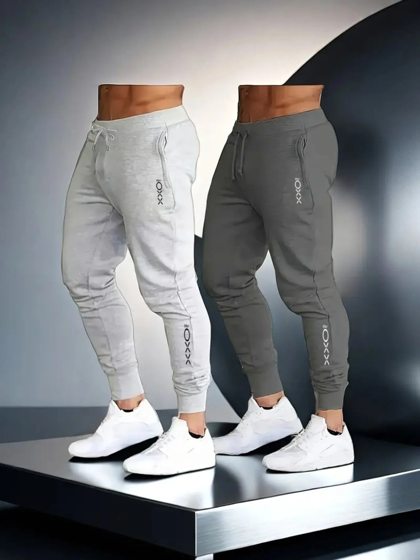Men's 2-Pack Printed Casual Joggers, 100% Polyester, Soft Breathable Lightweight Fabric, Loose Fit Stylish Sports Trousers