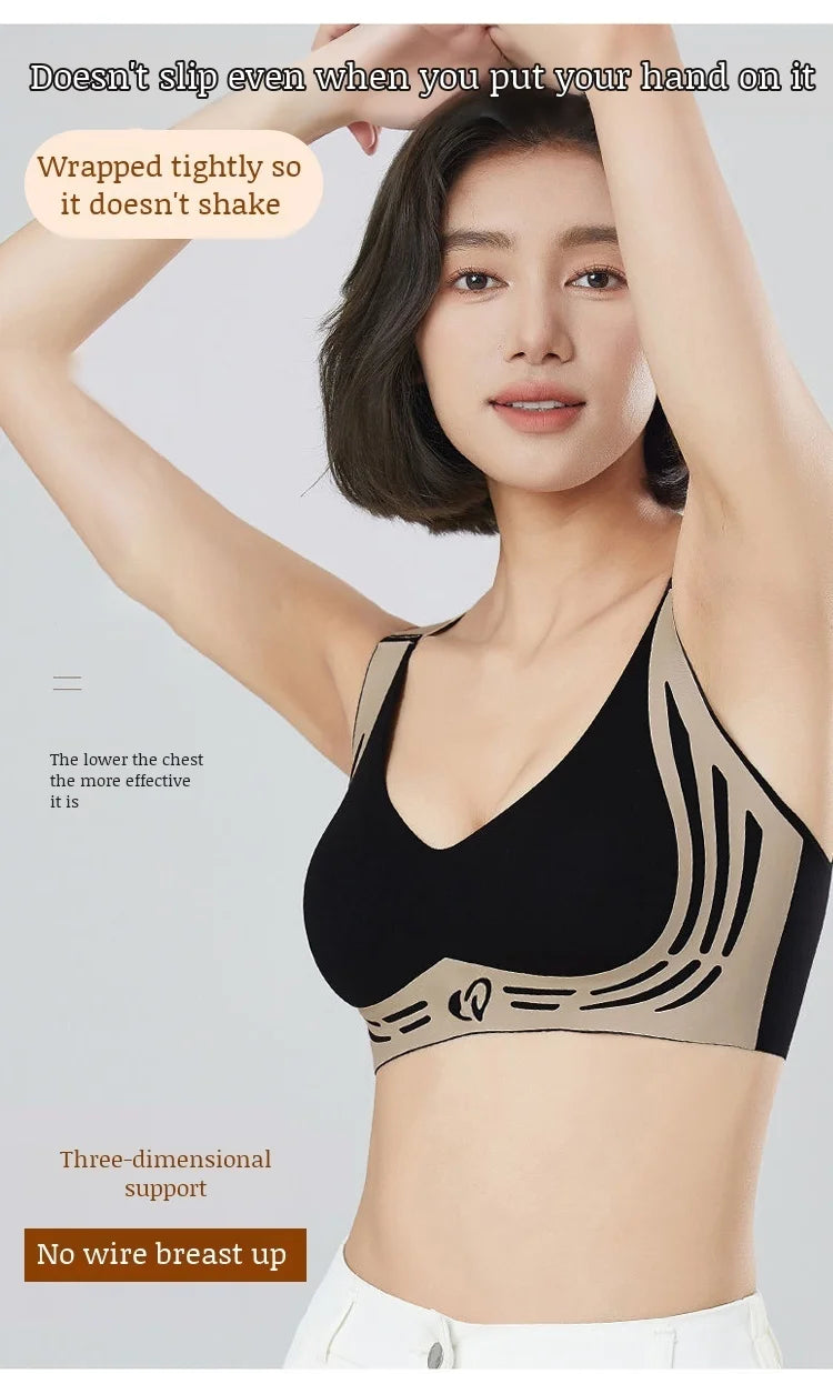 Women's Sports Bra AntiSagging Adjustable Small Breasts Love Heart Color Collision  Seamless High Elasticity Lift Shapewear