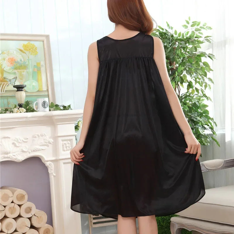 Embroidery Transparent Slip Sleepwear for Sleeping Big Size Night Dress Sexy Lingerie Nightgown Women Home Clothing