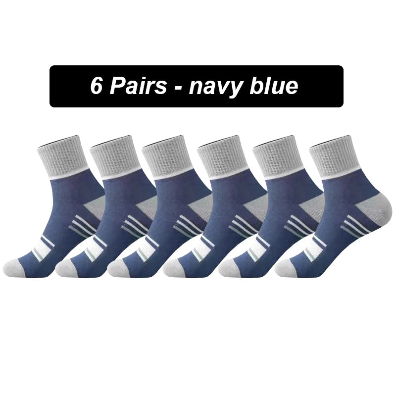 Men’s Breathable Cotton Crew Socks – 6-Pair Set