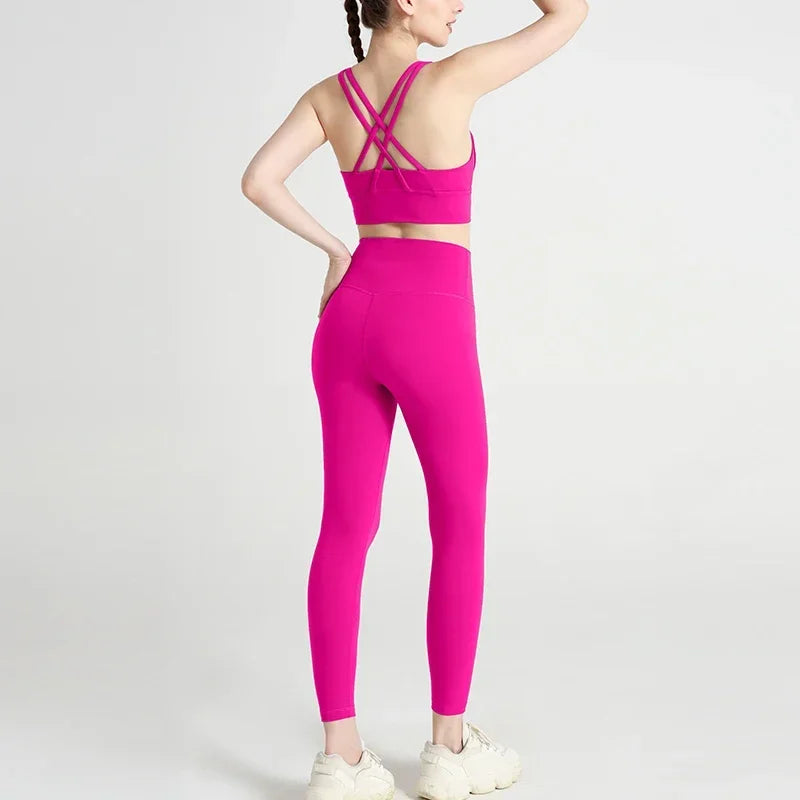 Women's Yoga Set Workout Set 2 Piece High Waist Yoga Leggings Sports Bra Gym Suit Activewear Sports Fitness Set Sports Suit