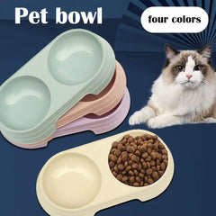 Non-Slip Double Pet Bowls Food & Water Feeder for Cats and Small Dogs BPA-Free Easy-Clean Raised Pet Dishes in 4 Colors