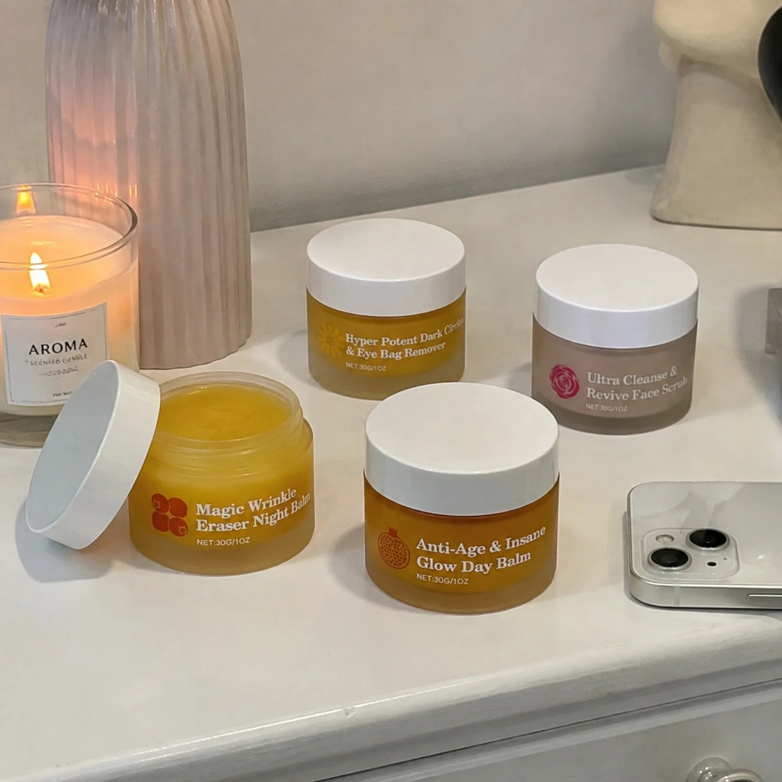 Skincare Set Day Night Cream Eye Cream Face Scrub Moisturizing Revitalizing Firming Radiance Glow Hydrating Routine