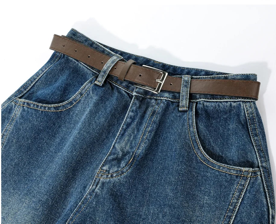 Summer 2026 Wide Leg Denim Pants For Women Ripped Three-quarter Length Jeans Woman High Quality Women's Jeans Women