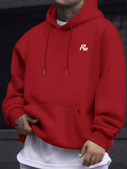 Men Women Hooded Sweatshirt. Simple Tiny Graphic On Chest, Oversized Long Sleeve Pullover Hoodie Basic Daily Casual Street Top