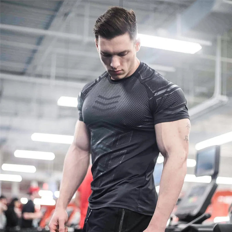 2023 New gym shirt Men Compression T-shirt men Shirts Skinny Tee Shirt Male Gyms Running T-shirt Fitness Sports men's t-shirts