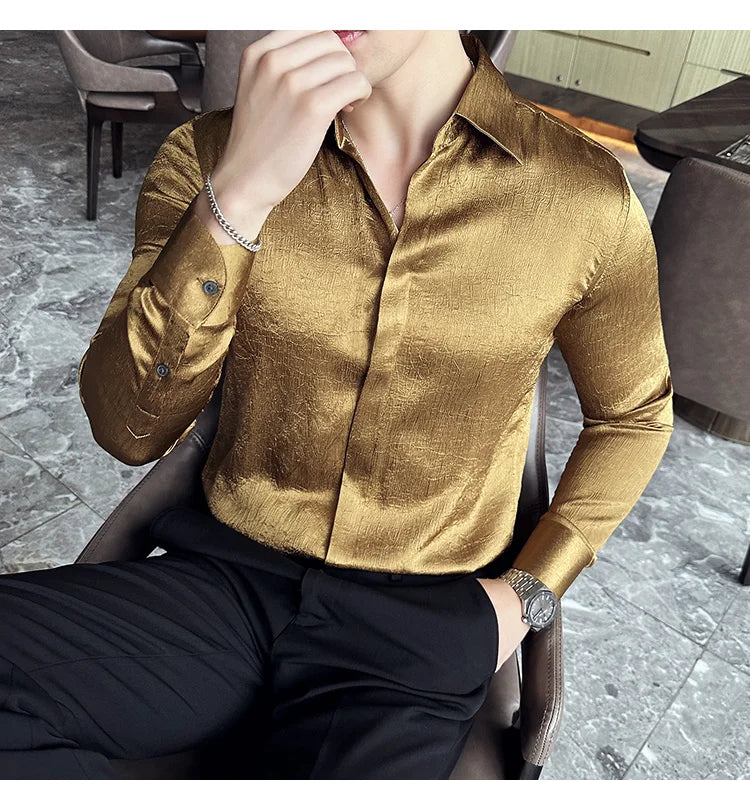 Glossy Slim Fit Men’s Dress Shirt