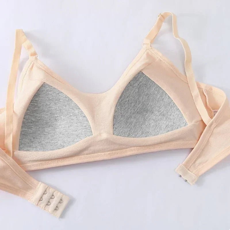 Cotton Sports Training Bras Casual Back Buckle Teenage Lingerie No Steel Rings Sports Bra Elastic Breathable Student Underwear
