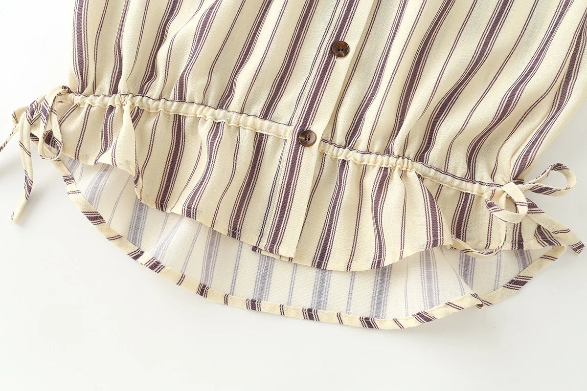Women's Shirts Autumn 2026 New Fashion Stripes Slim Unique Youth Street Autumn Blouses Chic Elegant Travel Comfortable Blouse