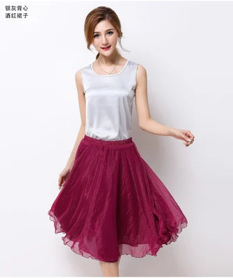Silk Pleated High Waist Midi