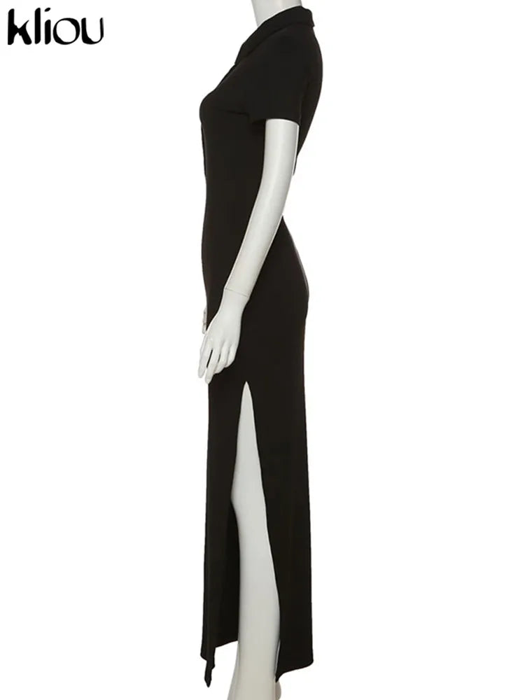 Elegant Collar Side Slit Dress